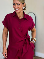 Clarinda - Elegant Set with Knotted Front and Short Sleeves