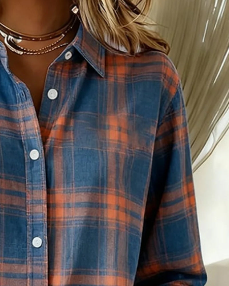 Belviana - Checked Shirt with Lapel Collar